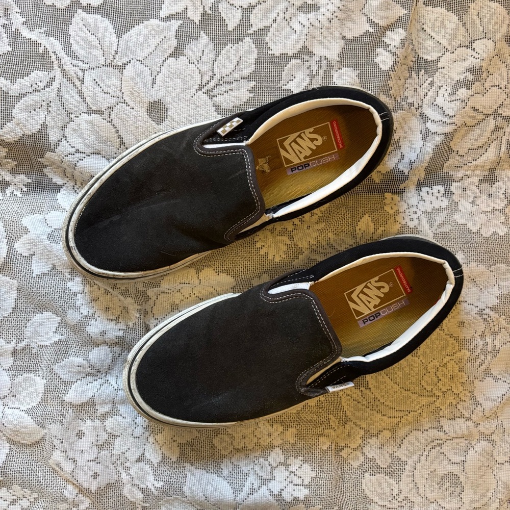 Vans Men's Black Canvas Slip-On  Pop Cush Sneakers